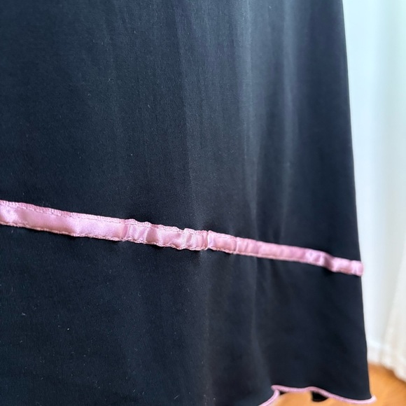 Vintage 90s Y2K Coquette Asymmetrical Babydoll Stretchy  Midi Dress Lace Bow S/M - Picture 13 of 16